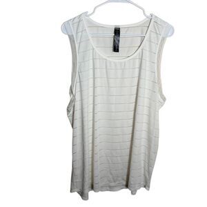 RBX Tank Top Women's 2X White Striped Sleeveless Round Neck Sheer Casual